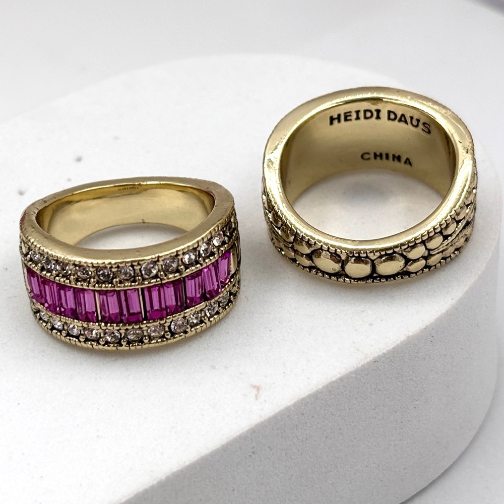 Heidi Daus Gold Ring with Pink Crystal Inlay